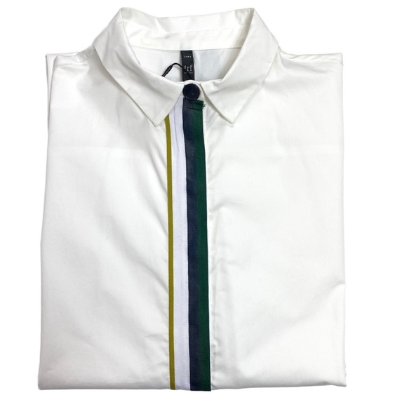 ZARA Trf Front Stripe Piping Tape Shirt-Dress in White - Picture 10 of 10